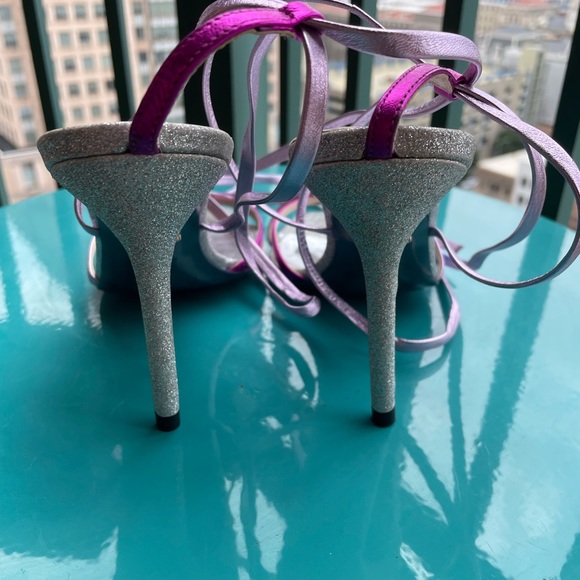 NWOB Zara Blue Collection Strappy Glitter Tie Up Sandal - Picture 5 of 5